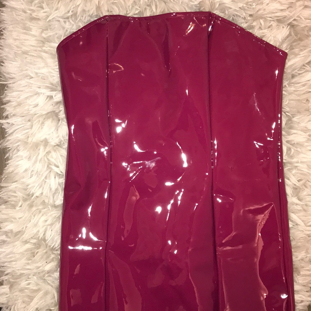 Latex wine colored dress